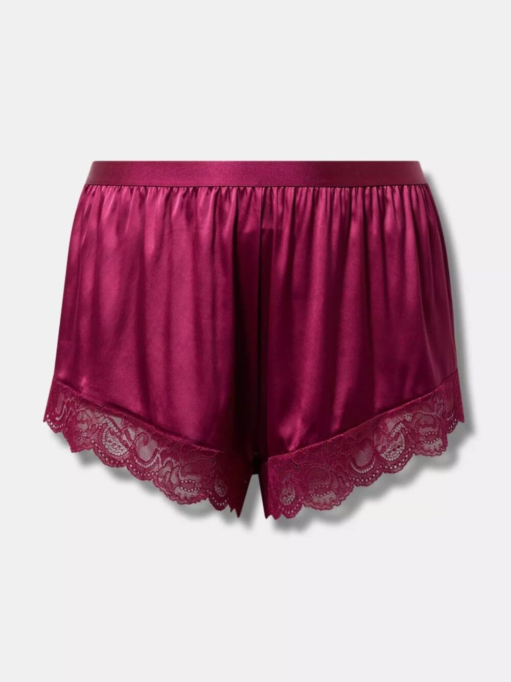 Torrid Burgundy Satin Lace Trim Sleep Shorts Stretch Pajama Bottoms Size 2